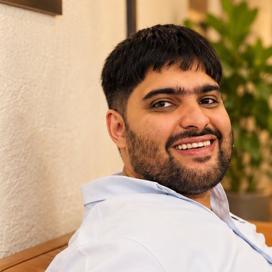 Mohamed Asif, relaxed and smiling